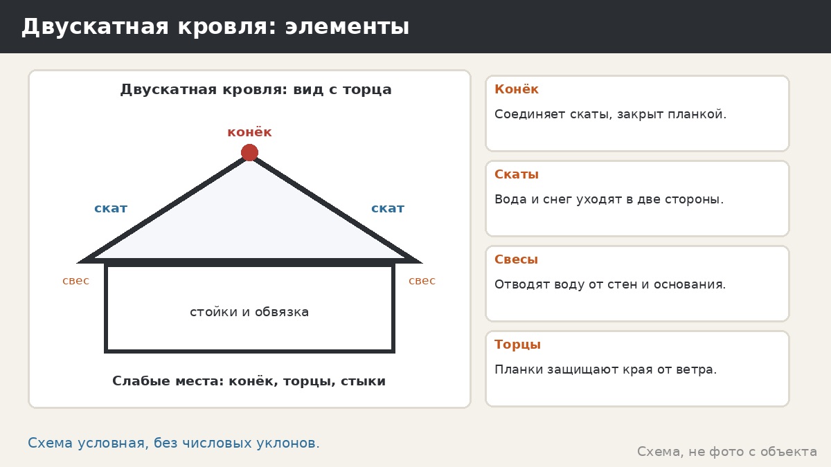 Двускатная крыша беседки: симметрия, конёк, снег и когда она подходит