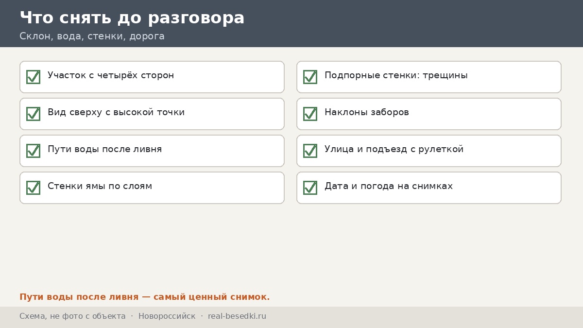 Пробная яма на склоне: что записать, Новороссийск
