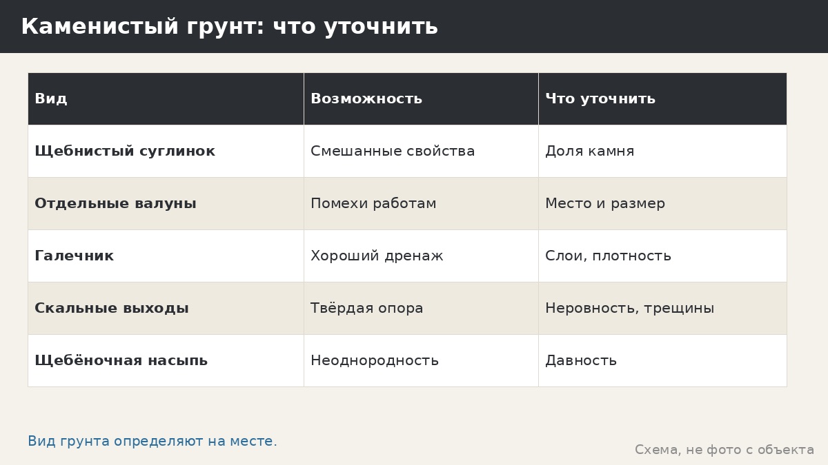 Каменистый и скальный грунт под беседку: что осложняет и что уточнить заранее