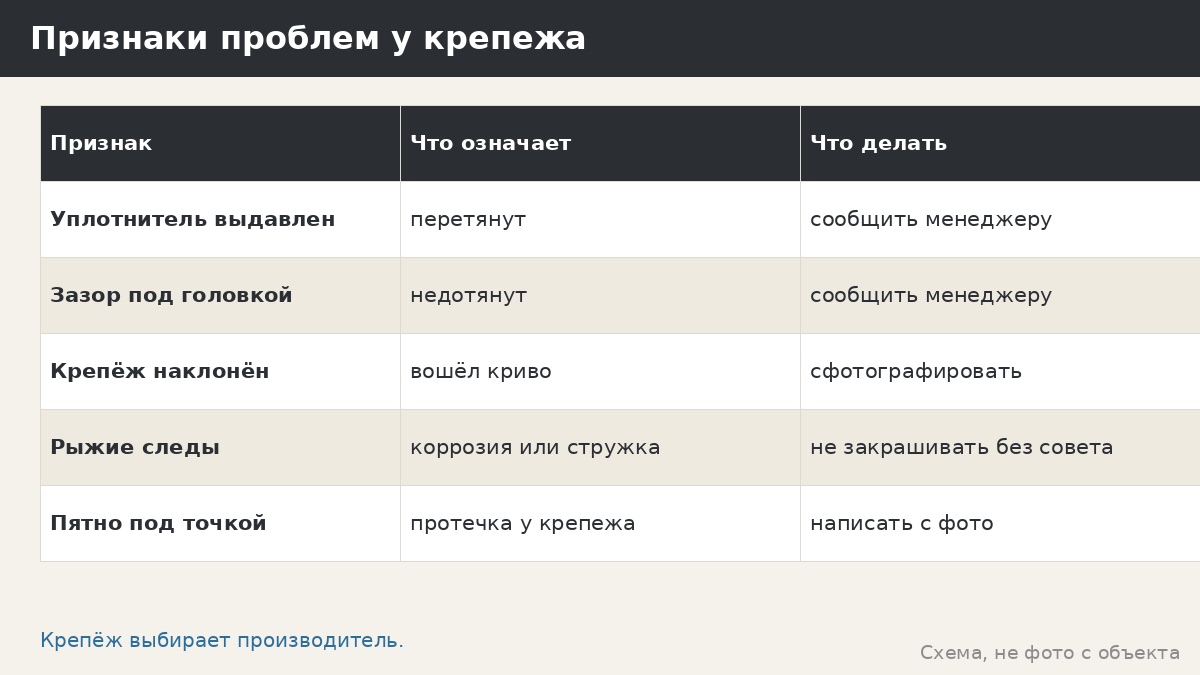 Признаки проблем у крепежа