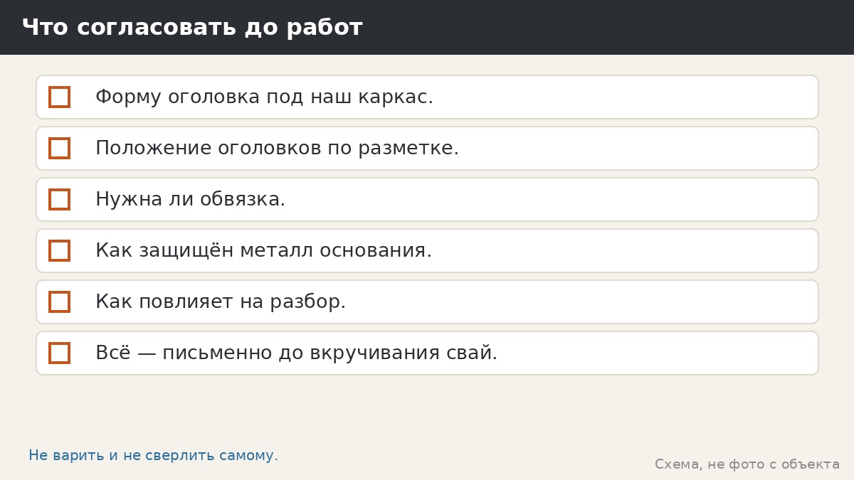 Что согласовать по оголовкам до работ