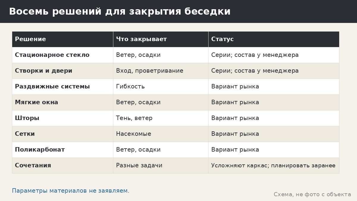 Остекление беседки: виды решений, что есть в каталоге и что спросить менеджера